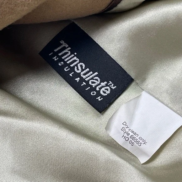 VTG J.Crew Double Breasted Pea Coat Camel Tan Wool Thinsulate Insulated Womens M - Picture 9 of 11
